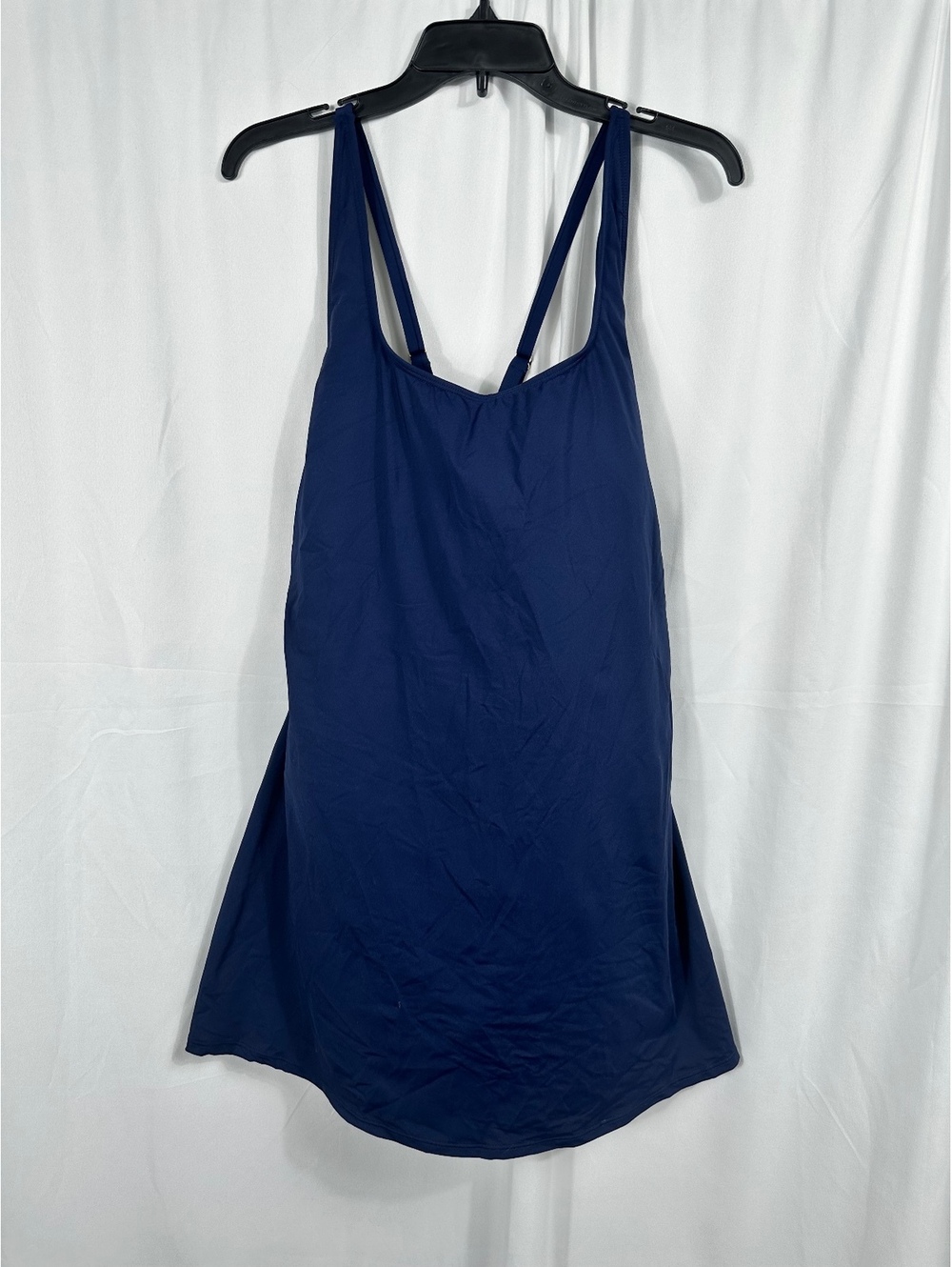 Lands' End Navy Blue Swimdress with Adjustable Straps and Removable Cups XL